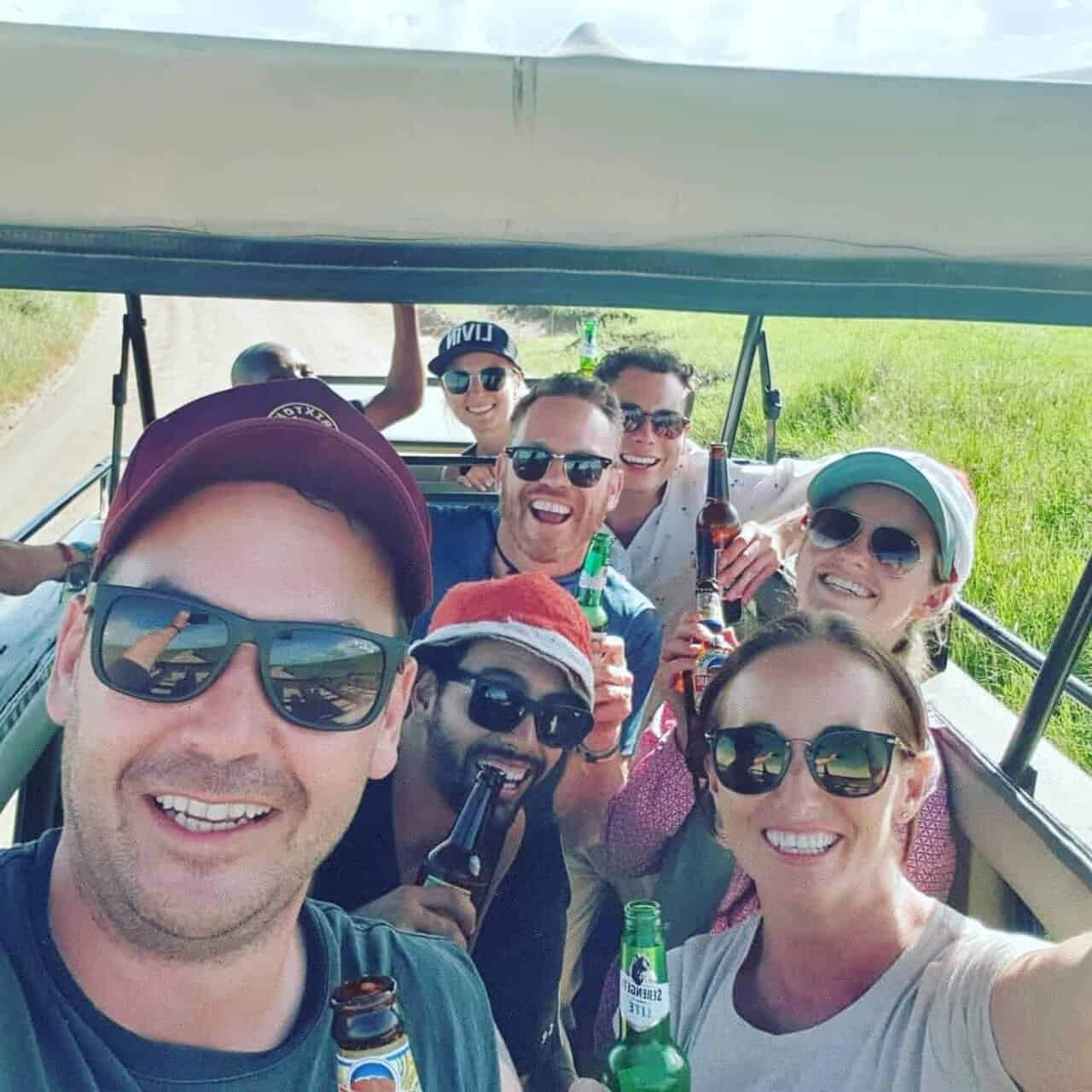 on 4x4 safari jeep in Serengeti
